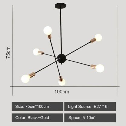 Modern starburst led metal chandeliers living room ceiling light