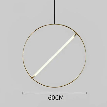 Minimalist gold circular metal pendant light for dining room