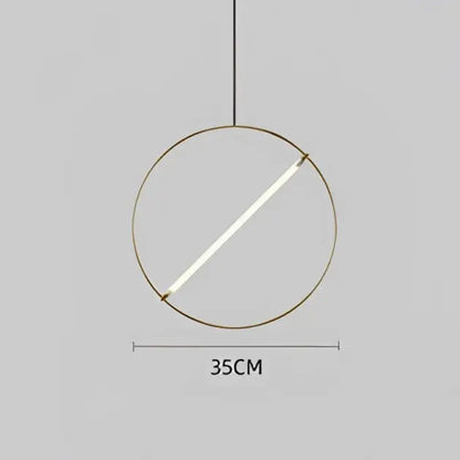 Minimalist gold circular metal pendant light for dining room