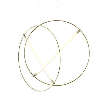 Minimalist gold circular metal pendant light for dining room