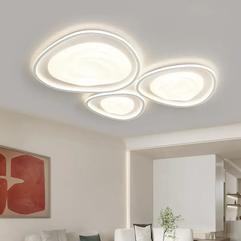 Modern white oval led minimalism chandelier living room light
