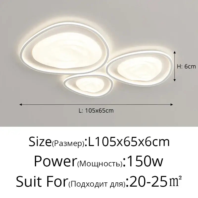 Modern white oval led minimalism chandelier living room light