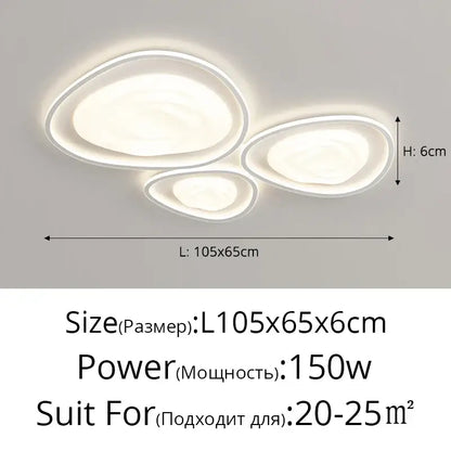 Modern white oval led minimalism chandelier living room light