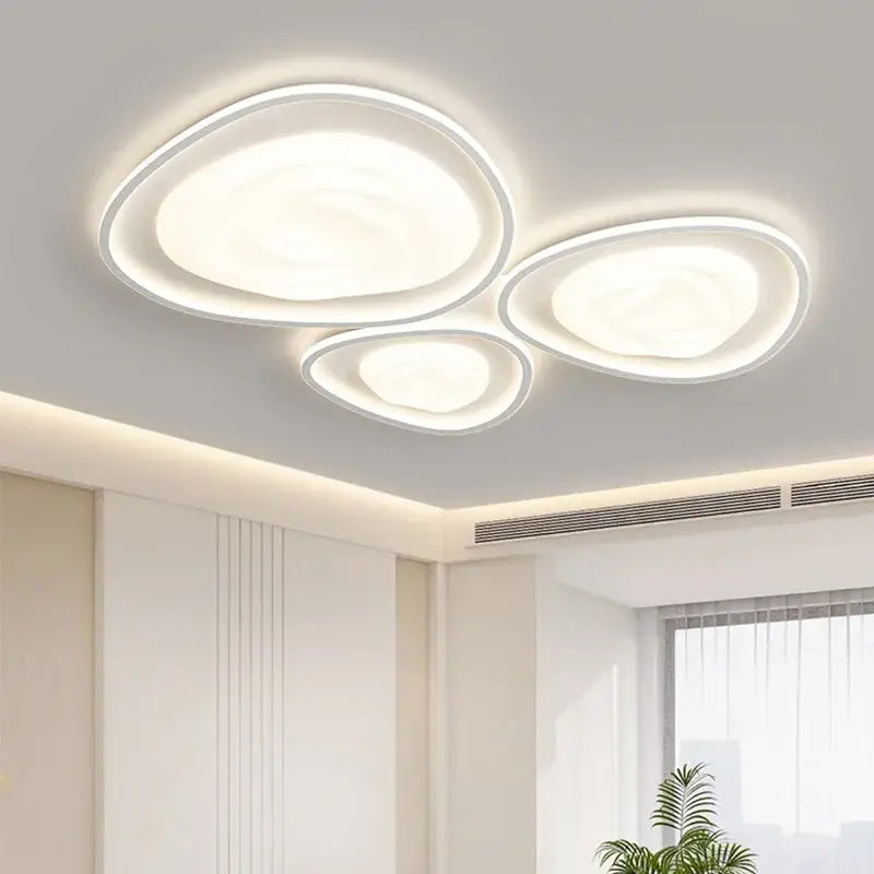 Modern white oval led minimalism chandelier living room light