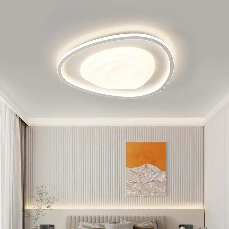 Modern white oval led minimalism chandelier living room light