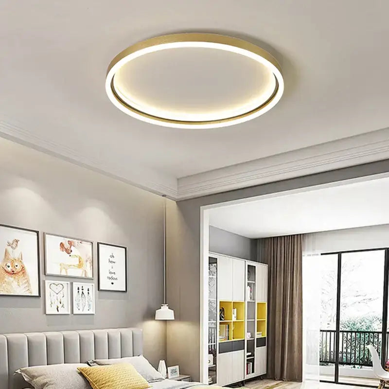 Modern golden finish led minimalist chandelier for living room