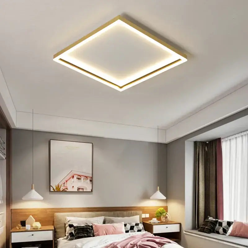 Modern golden finish led minimalist chandelier for living room