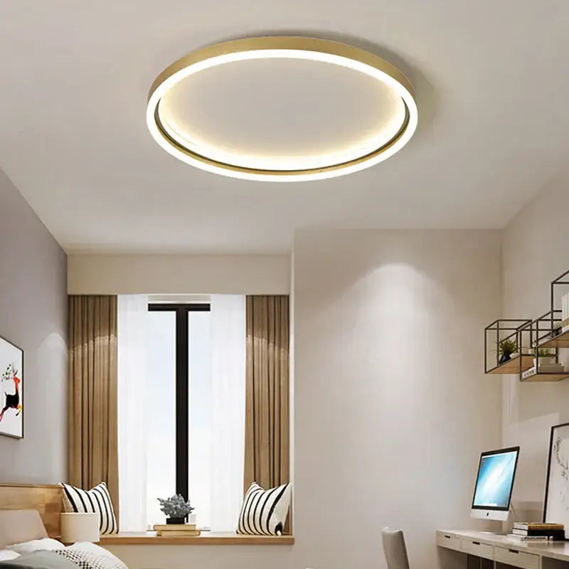 Modern golden finish led minimalist chandelier for living room