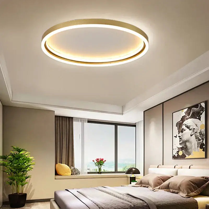 Modern golden finish led minimalist chandelier for living room