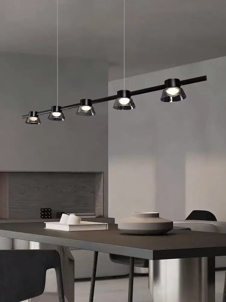 Modern black & chrome led minimalist chandelier kitchen pendant lights