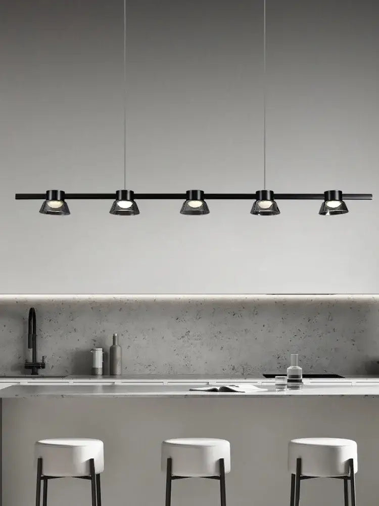 Modern black & chrome led minimalist chandelier kitchen pendant lights