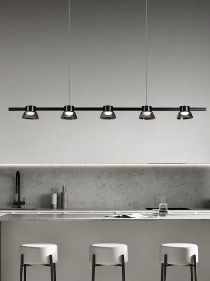 Modern black & chrome led minimalist chandelier kitchen pendant lights