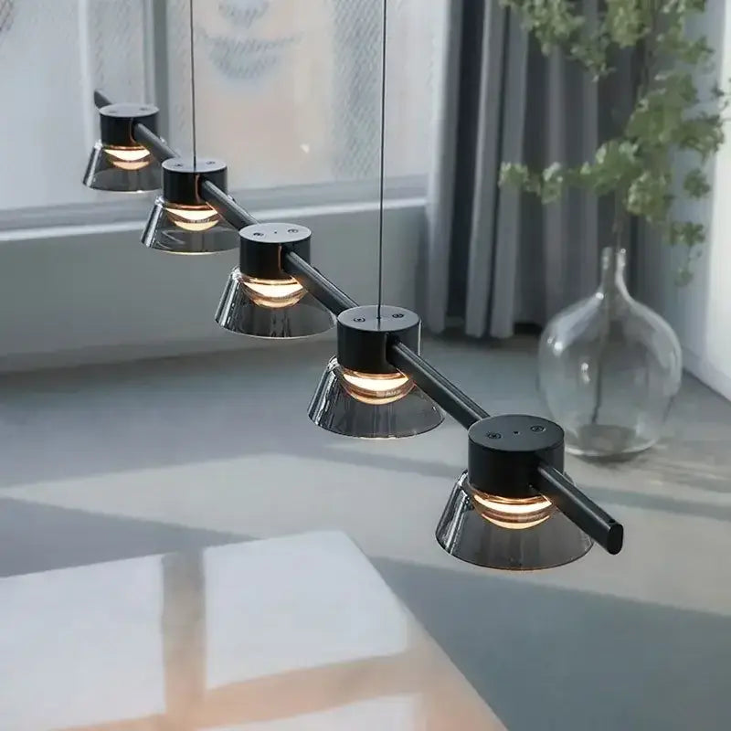 Modern black & chrome led minimalist chandelier kitchen pendant lights