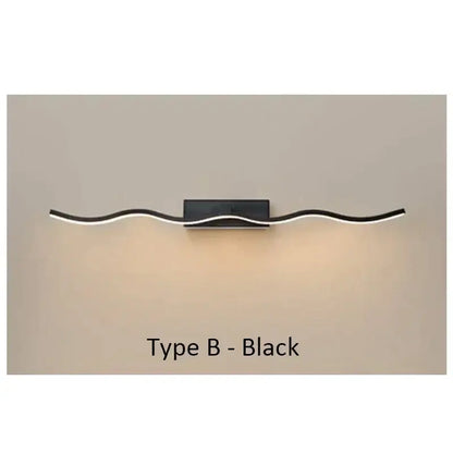 Modern gold wave led mirror bathroom wall sconce light