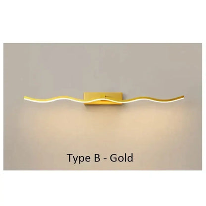 Modern gold wave led mirror bathroom wall sconce light