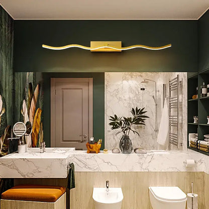 Modern gold wave led mirror bathroom wall sconce light