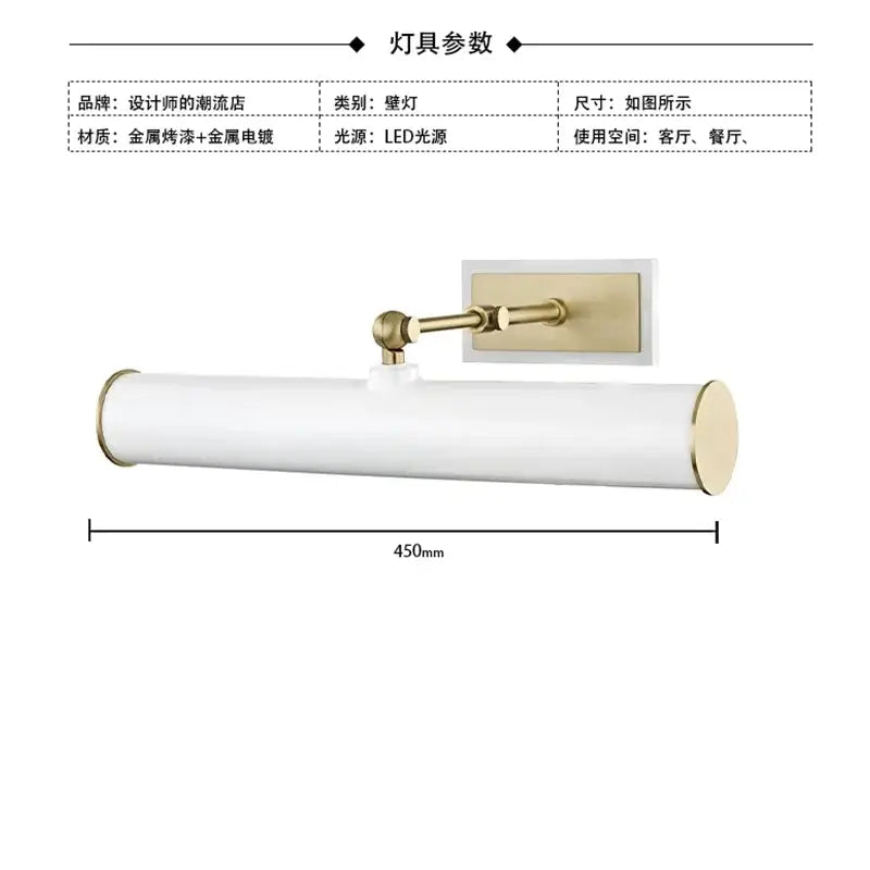 Modern white and gold led mirror cabinet bedroom wall sconce