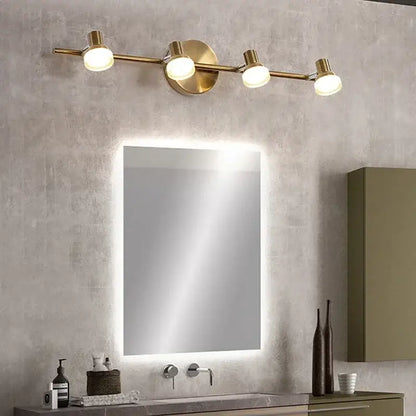 Brass led mirror headlight wall lamp for bathroom adjustable spotlights