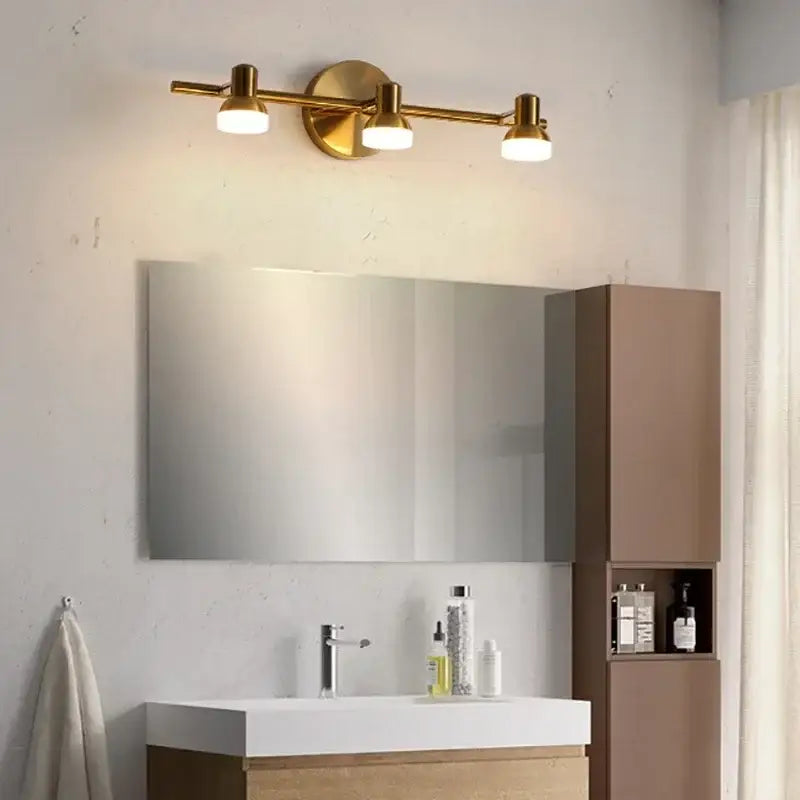 Brass led mirror headlight wall lamp for bathroom adjustable spotlights