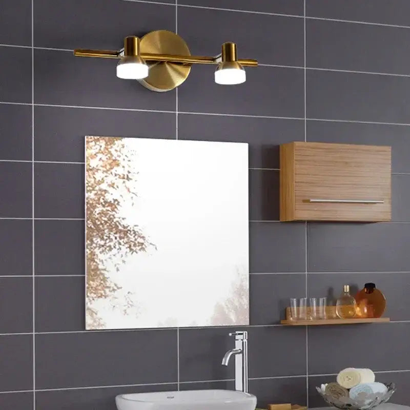 Brass led mirror headlight wall lamp for bathroom adjustable spotlights