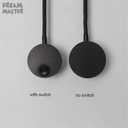 Modern black led mirror light bedside lamp bedroom reading light