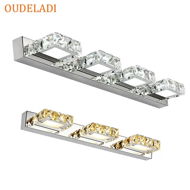 Modern chrome crystal led mirror light bathroom wall lamp