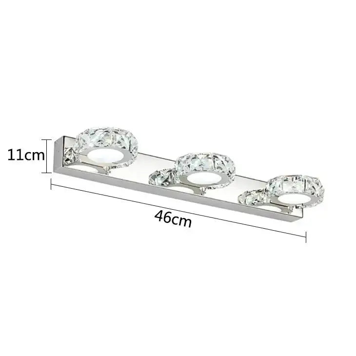 Modern chrome crystal led mirror light bathroom wall lamp