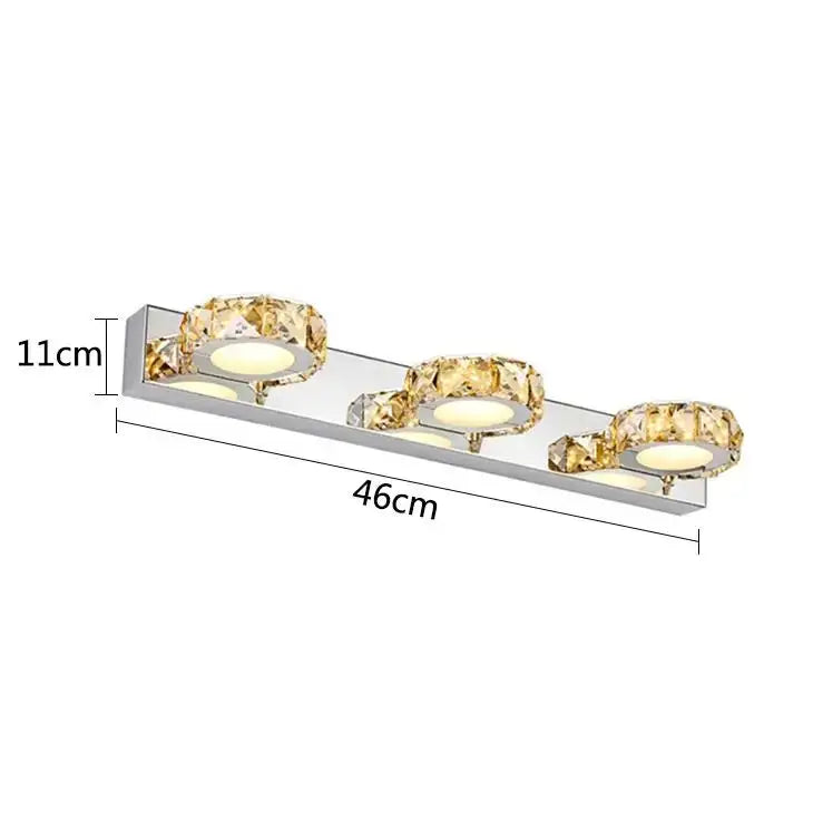 Modern chrome crystal led mirror light bathroom wall lamp