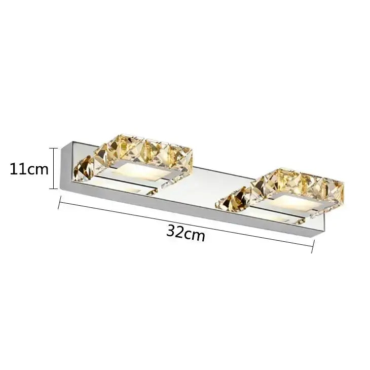 Modern chrome crystal led mirror light bathroom wall lamp
