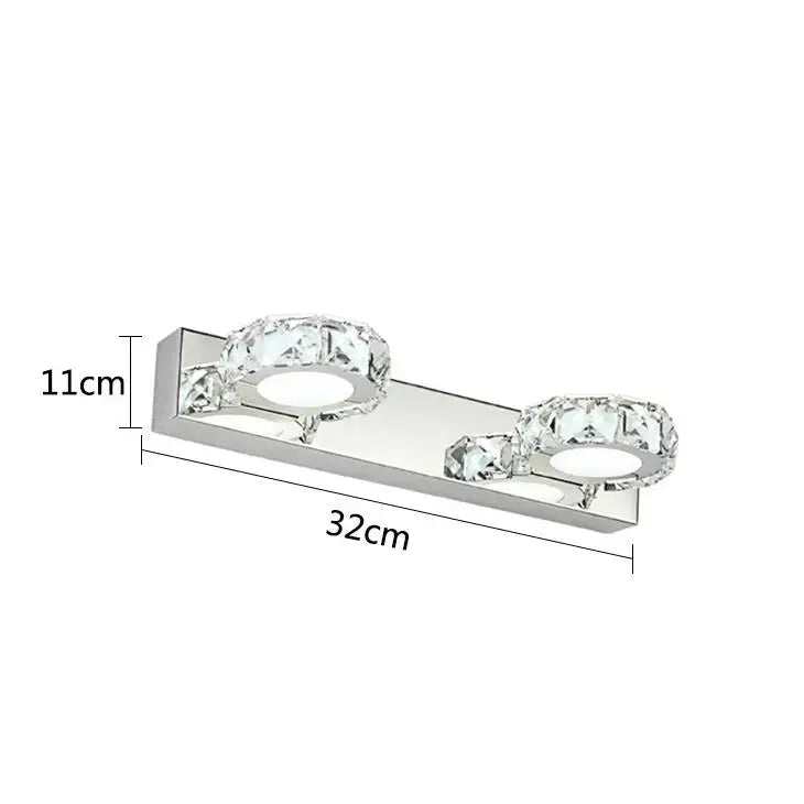 Modern chrome crystal led mirror light bathroom wall lamp