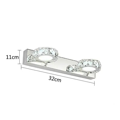 Modern chrome crystal led mirror light bathroom wall lamp