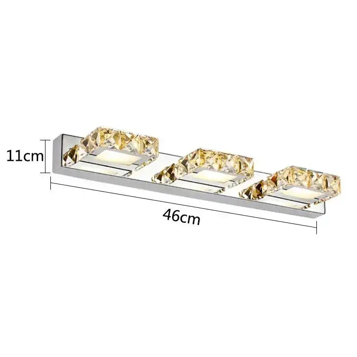 Modern chrome crystal led mirror light bathroom wall lamp