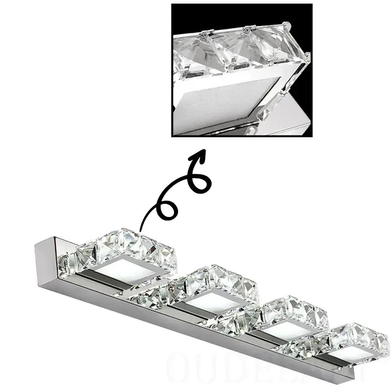 Modern chrome crystal led mirror light bathroom wall lamp
