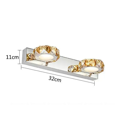 Modern chrome crystal led mirror light bathroom wall lamp