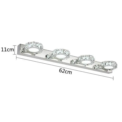 Modern chrome crystal led mirror light bathroom wall lamp