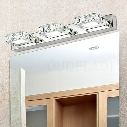Modern chrome crystal led mirror light bathroom wall lamp