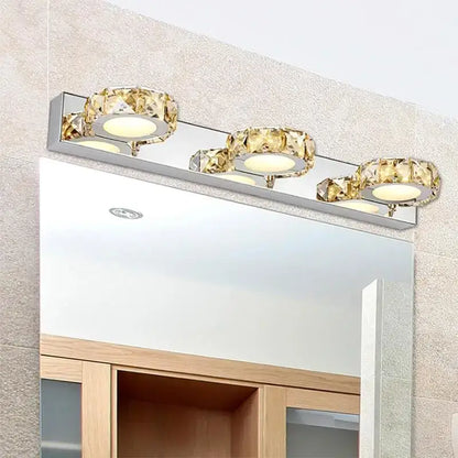 Modern chrome crystal led mirror light bathroom wall lamp