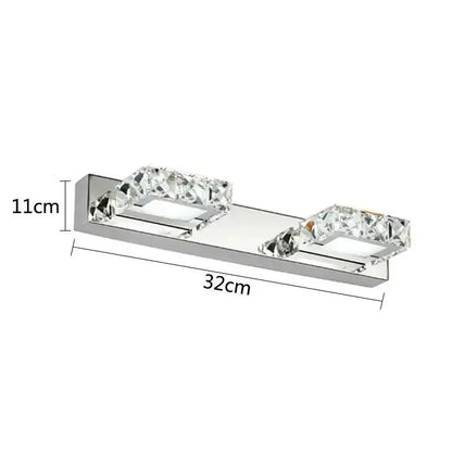 Modern chrome crystal led mirror light bathroom wall lamp