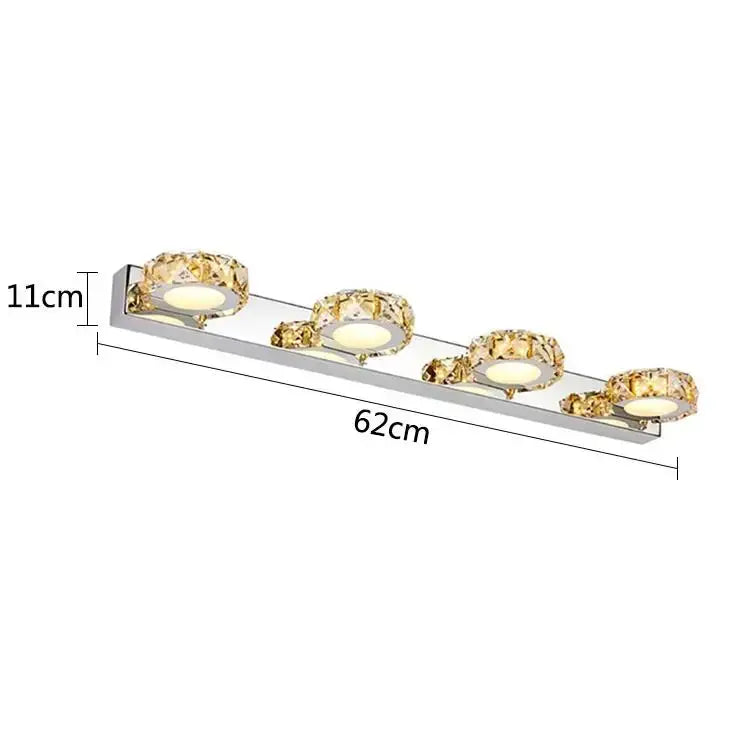 Modern chrome crystal led mirror light bathroom wall lamp