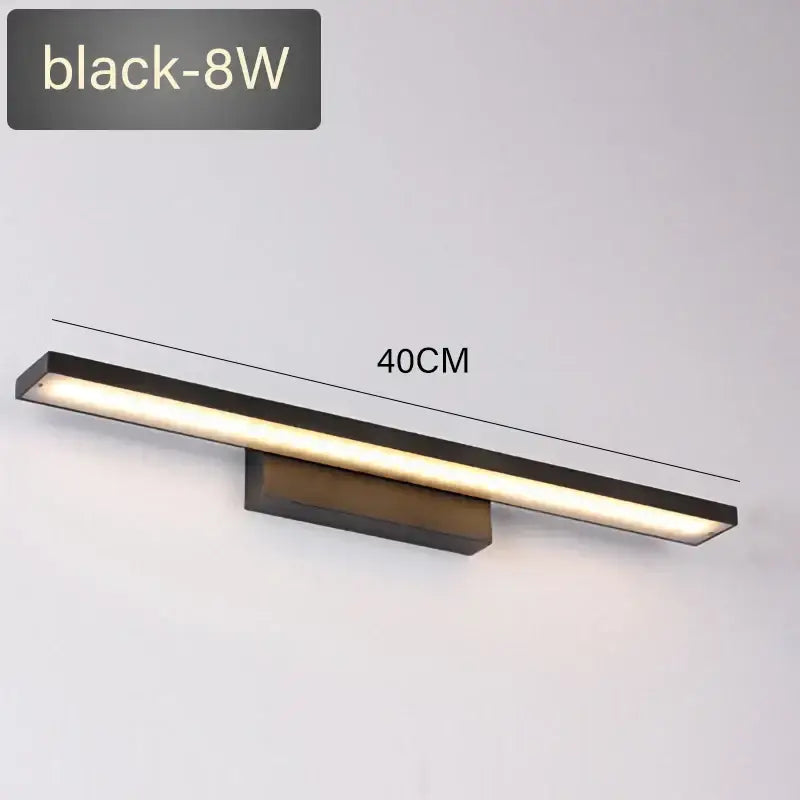 Modern black rectangular led mirror light wall lamp bathroom fixture
