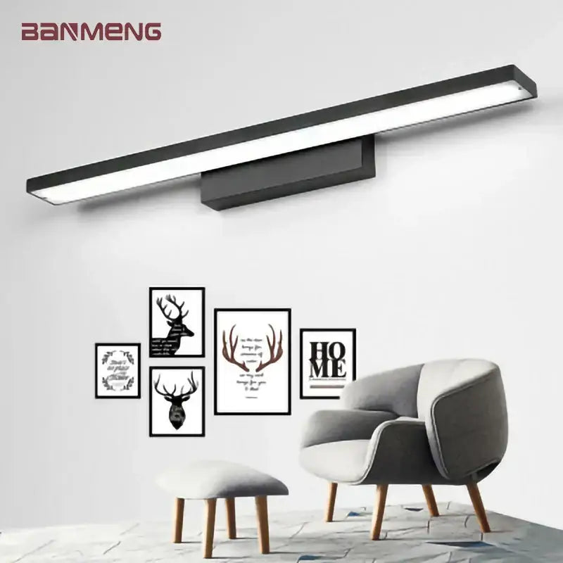 Modern black rectangular led mirror light wall lamp bathroom fixture