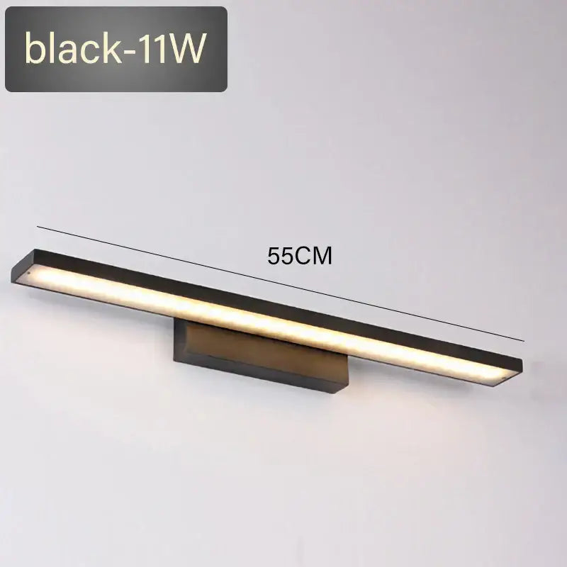 Modern black rectangular led mirror light wall lamp bathroom fixture