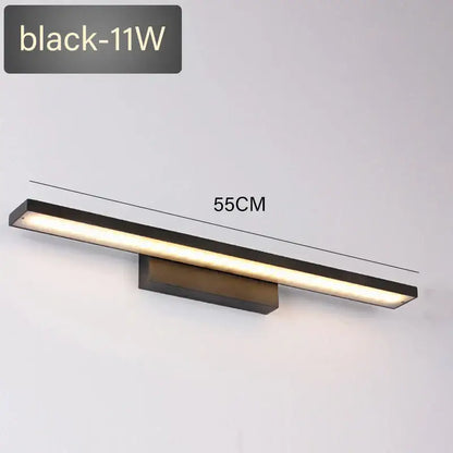 Modern black rectangular led mirror light wall lamp bathroom fixture