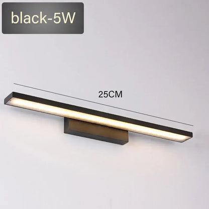 Modern black rectangular led mirror light wall lamp bathroom fixture