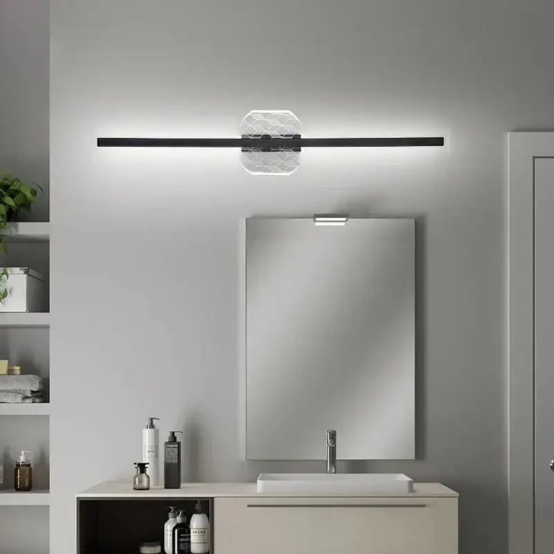 Modern gold geometric led mirror wall lamp for bedroom