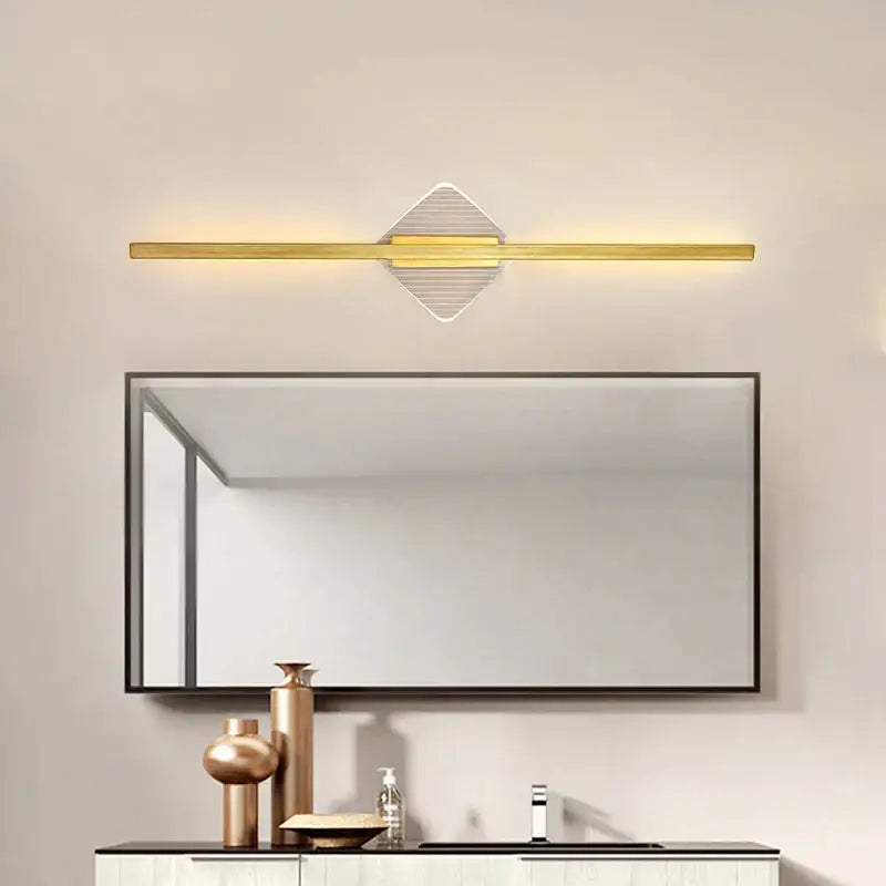 Modern gold geometric led mirror wall lamp for bedroom