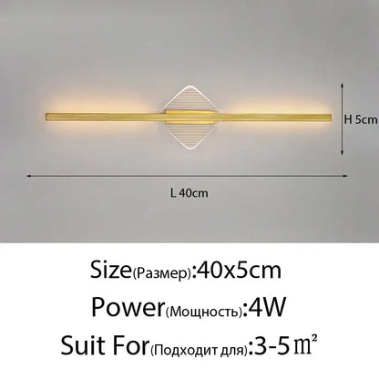 Modern gold geometric led mirror wall lamp for bedroom