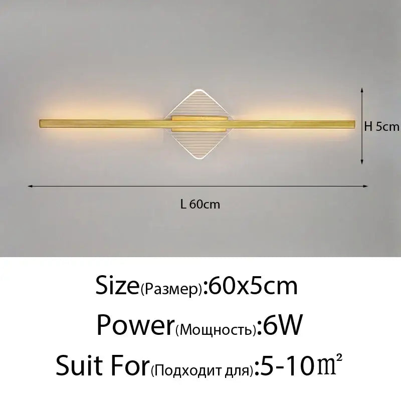 Modern gold geometric led mirror wall lamp for bedroom