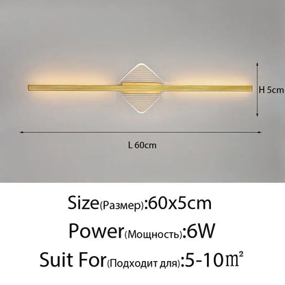 Modern gold geometric led mirror wall lamp for bedroom