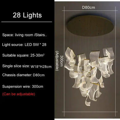 Modern sculptural gold led modern ceiling chandelier living room
